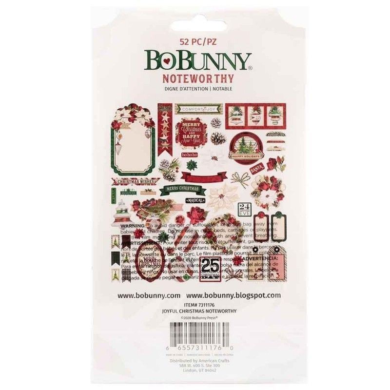 EPHEMERA  JOYFUL CHRISTMAS NOTEWORTHY (52 pcs)