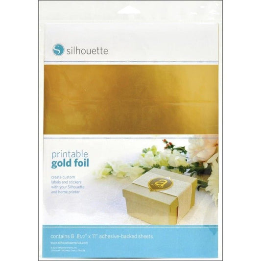 PAPEL ADHESIVO DORADO IMPRIMIBLE SILHOUETTE (8 PCS)