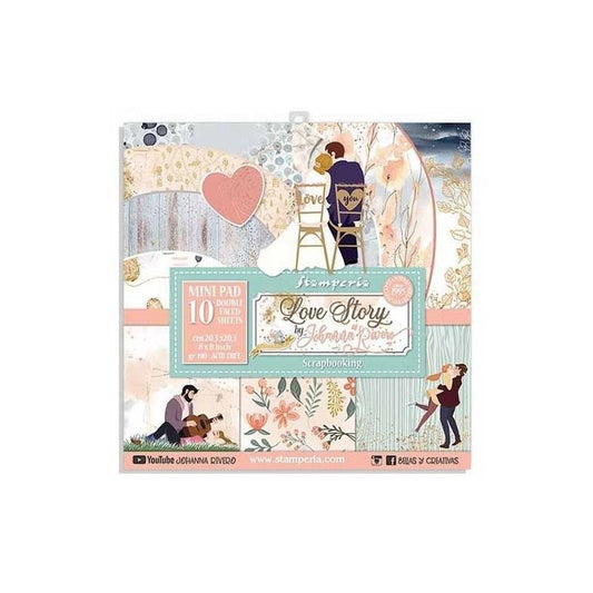 COLECCION 10 PAPELES (DOBLE CARA) LOVE STORY 20 X 20 CM