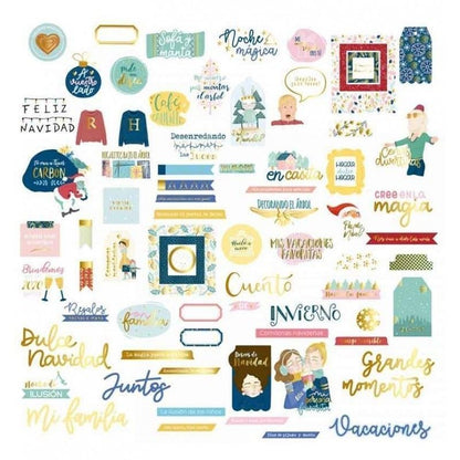 DIE CUTS FRASES CON FOIL COLECCION CUENTO DE INVIERNO