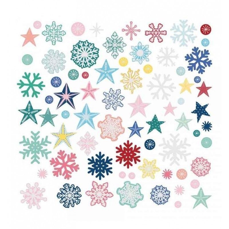 DIE CUTS COPOS DE NIEVE CON FOIL COLECCION CUENTO DE INVIERNO