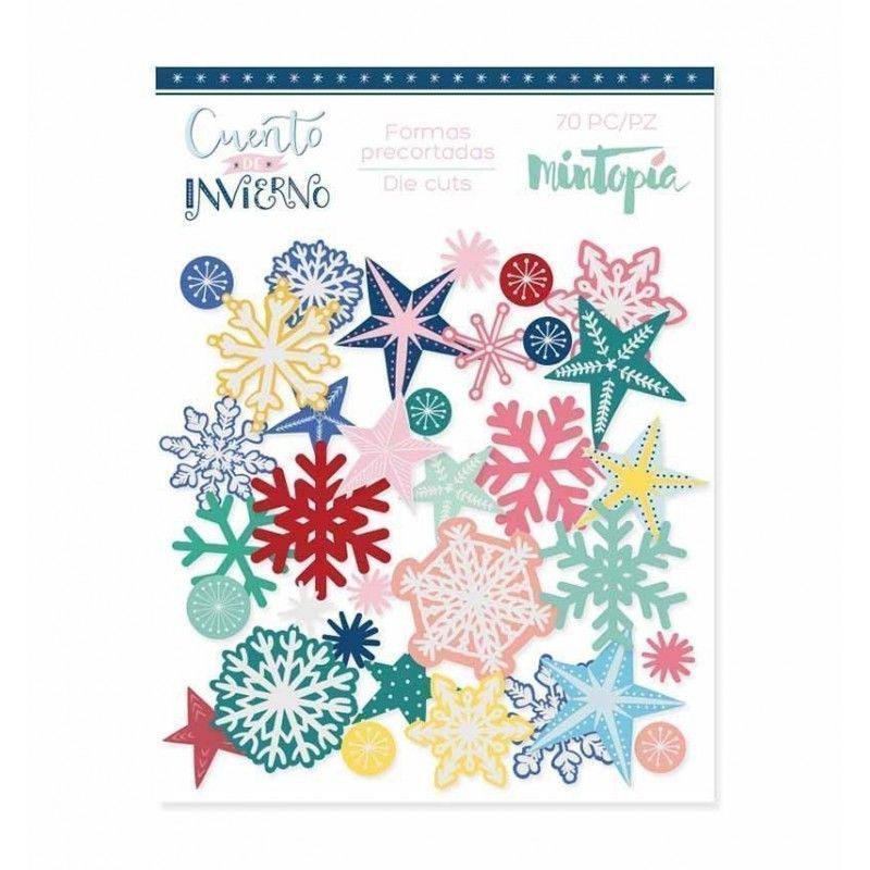 DIE CUTS COPOS DE NIEVE CON FOIL COLECCION CUENTO DE INVIERNO