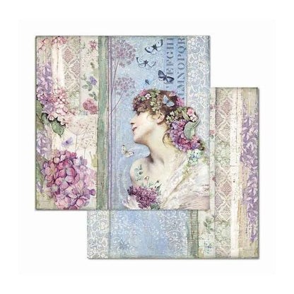 BLOC 10 HOJAS HORTENSIA  (20 X 20 CM) DOBLE CARA