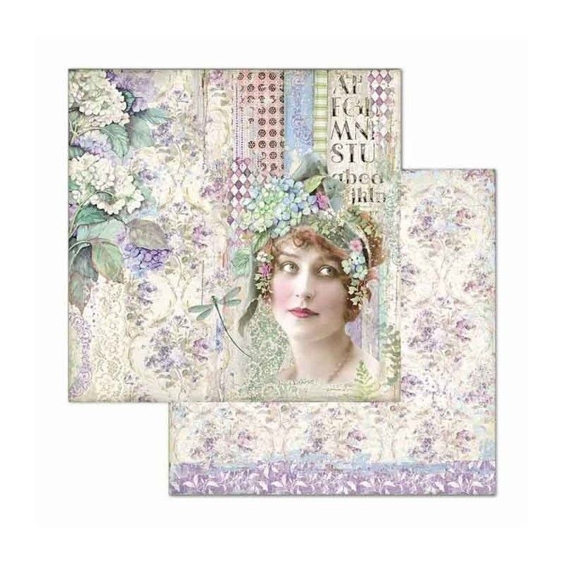 BLOC 10 HOJAS HORTENSIA  (20 X 20 CM) DOBLE CARA