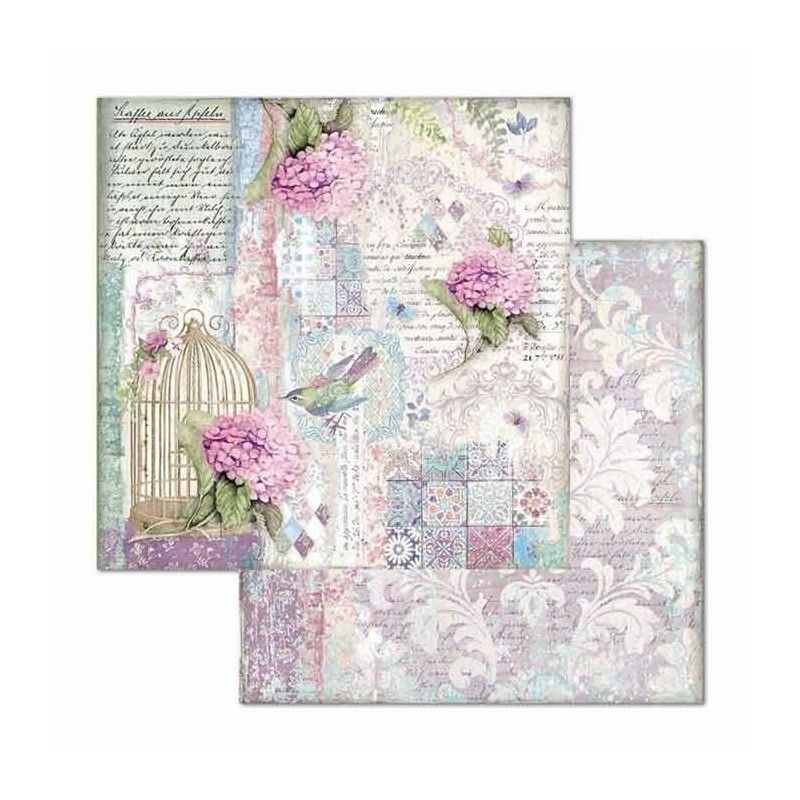 BLOC 10 HOJAS HORTENSIA  (20 X 20 CM) DOBLE CARA