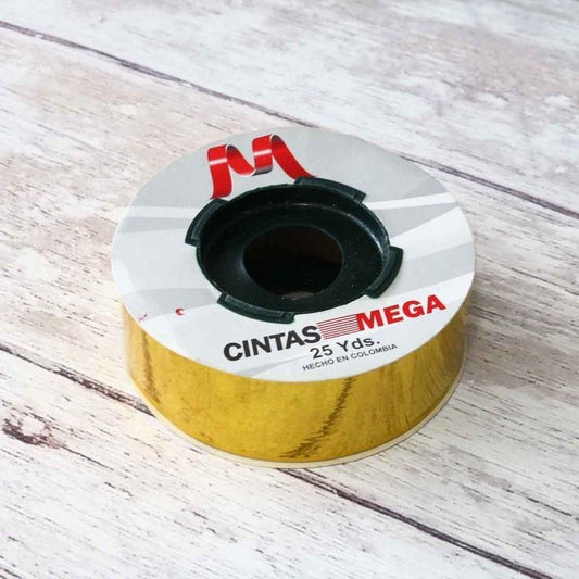 CINTA DE PAPEL DORADA HOLOGRAFICA 3cm x 25 yds