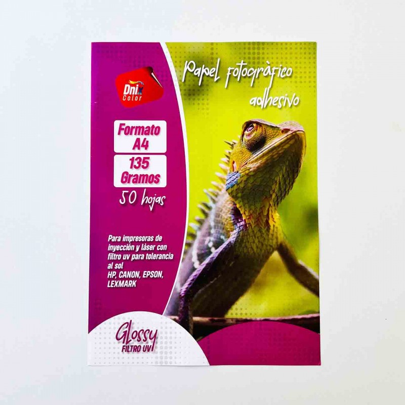 PAPEL FOTOGRAFICO ADHESIVO GLOSSY A4 135 GR (50 HOJAS)