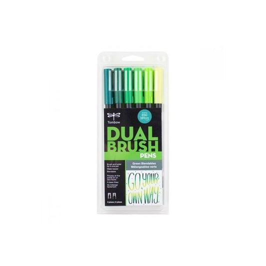 TOMBOW DUAL BRUSH PEN MEZCLA DE VERDES (6 PCS)