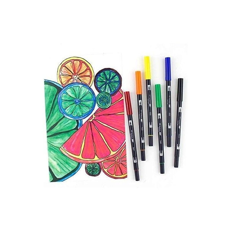 TOMBOW DUAL BRUSH PEN COLORES PRIMARIOS (6 PCS)