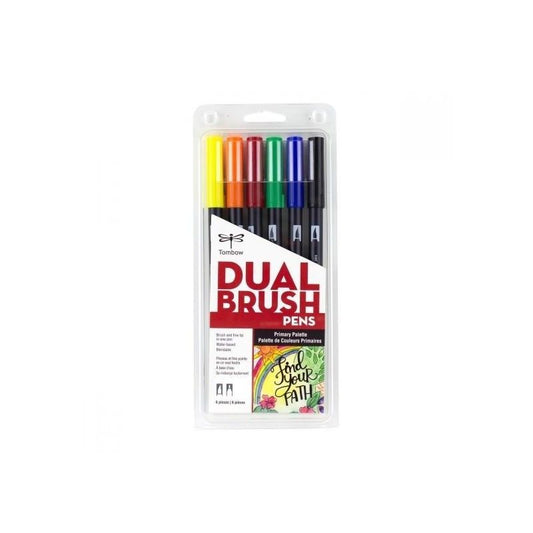 TOMBOW DUAL BRUSH PEN COLORES PRIMARIOS (6 PCS)