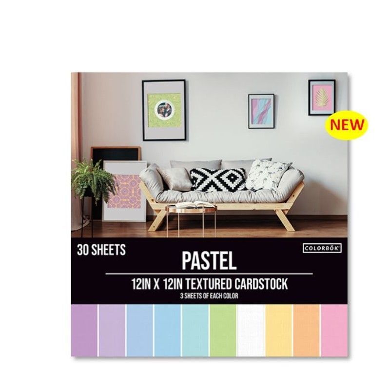 PAPEL CARDSTOCK TEXTURIZADO COLORES PASTELES (30 X 30 CM)