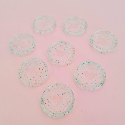 MINI DISCOS TRANSPARENTES CON GLITTER 22 mm (8pcs)