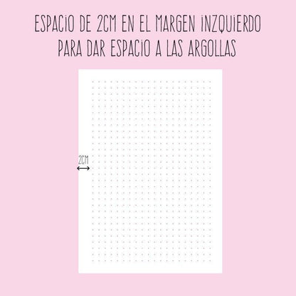 PACK DE HOJAS DE PUNTOS ROSA FUERTE PARA AGENDA  (100 HOJAS)
