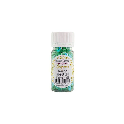 LENTEJUELAS ROSETAS REDONDAS COLOR AGUAMARINA CON NACAR IRIDISCENTE