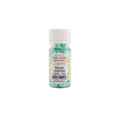 LENTEJUELAS ROSETAS REDONDAS COLOR MENTA CON NACAR IRIDISCENTE