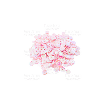 Sequins Round rosettes, pink shabby metallic, N 217