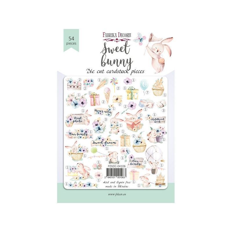 DIE CUTS SWEET BUNNY 54 PCS