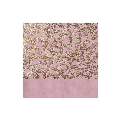 ECOPIEL FLAMINGO CON ESTAMPADO DE MARIPOSAS DORADAS 50cm x 25cm