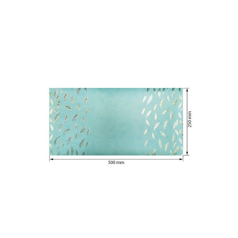 ECOPIEL MENTA ESTAMPADA CON PULMAS DORADAS 50cm x 25cm