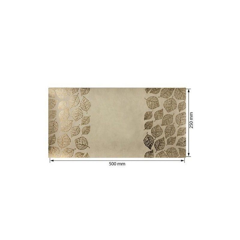 ECOPIEL BEIGE CON ESTAMPADO DE FLORES DORADAS 50cm x 25cm