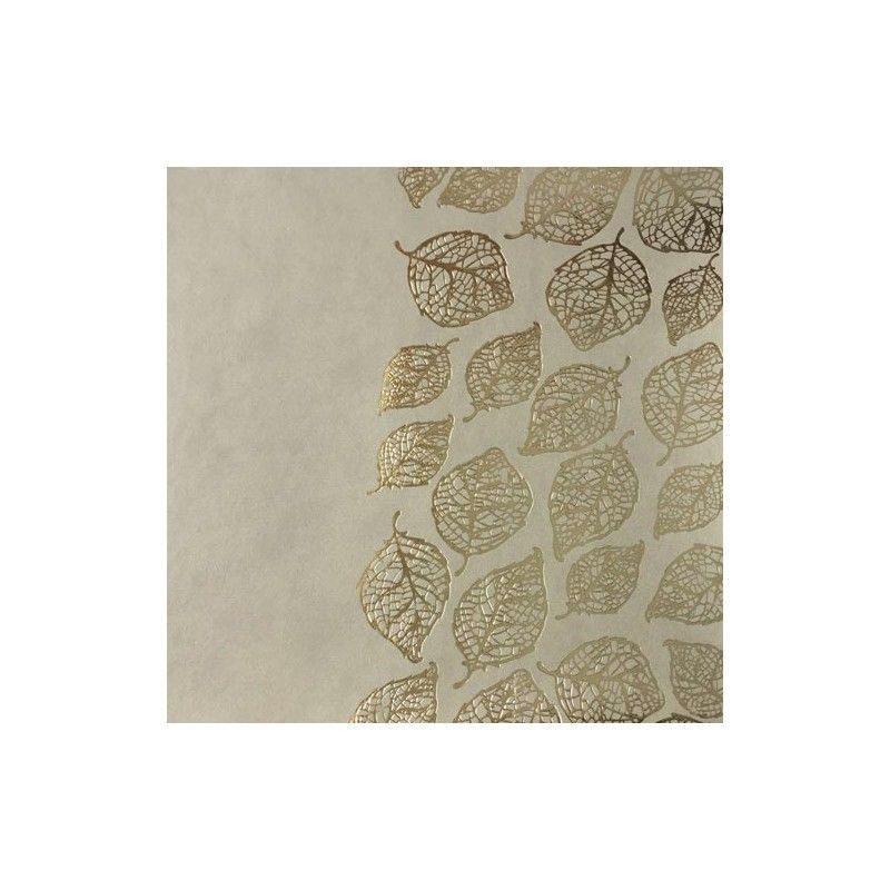 ECOPIEL BEIGE CON ESTAMPADO DE FLORES DORADAS 50cm x 25cm