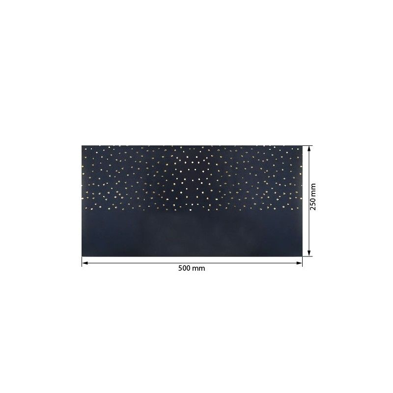 ECOPIEL AZUL OSCURO CON ESTAMPADO MAXI GOTAS DORADAS 50cm x 25cm