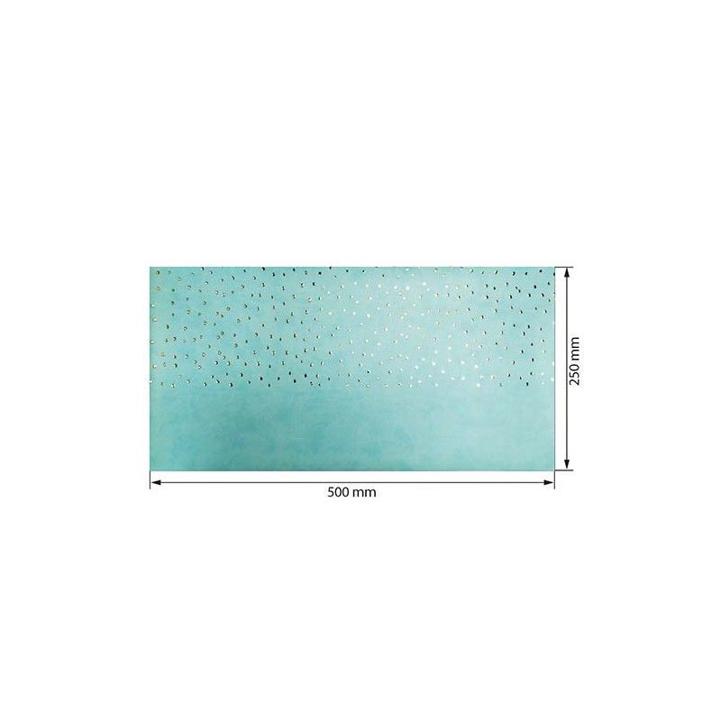 ECOPIEL MENTA CON ESTAMPADO MAXI GOTAS DORADAS 50cm x 25cm