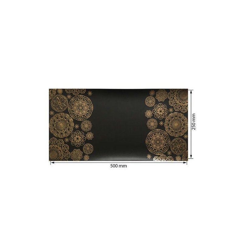 ECOPIEL NEGRO CON ESTAMPADO BLONDAS DORADAS 50cm x 25cm