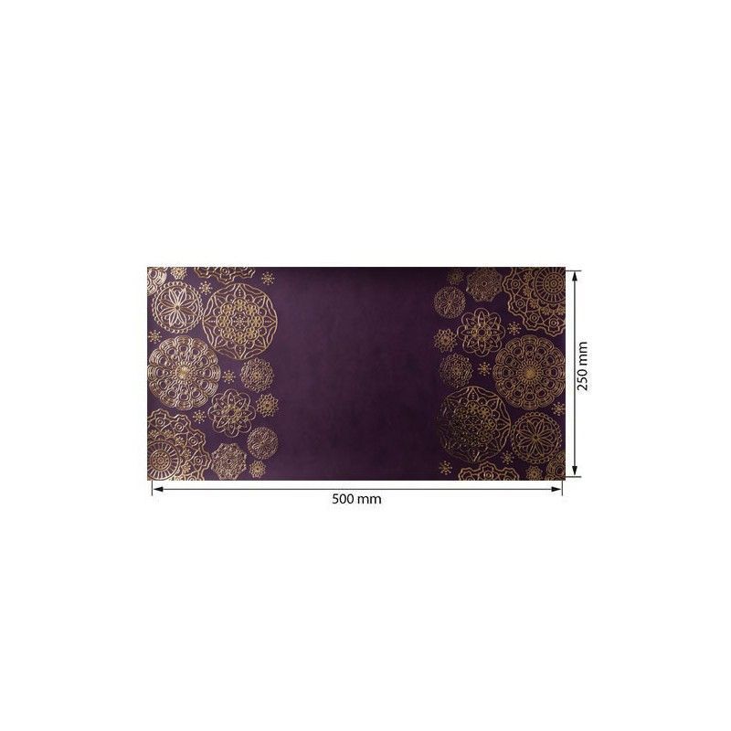 ECOPIEL VIOLETA CON ESTAMPADO BLONDAS DORADAS (50cm x 25cm)