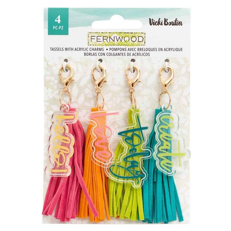 BORLAS CON COLGANTES DE ACRILICO FERNWOOD (4 PCS)