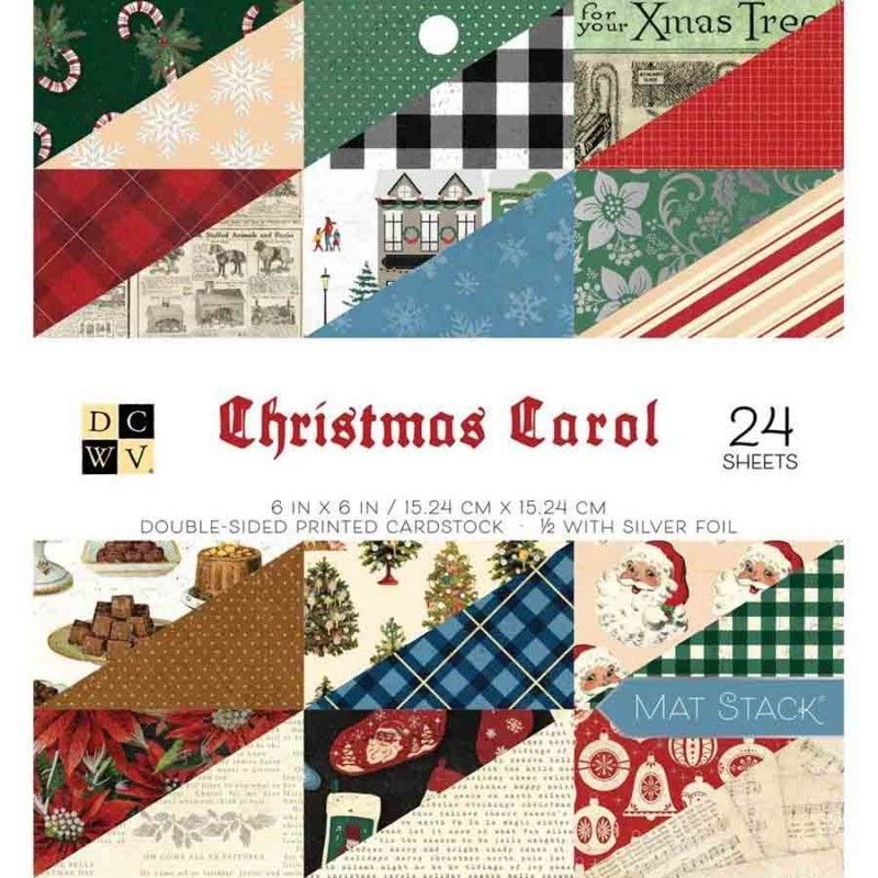 SET DE PAPELES CHRISTMAS CAROL 15 X 15 CM DOBLE CARA