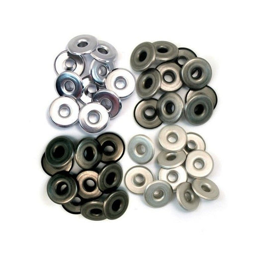 EYELETS ANCHOS COLORES METALICOS PLATA We R MEMORY (40 pcs)