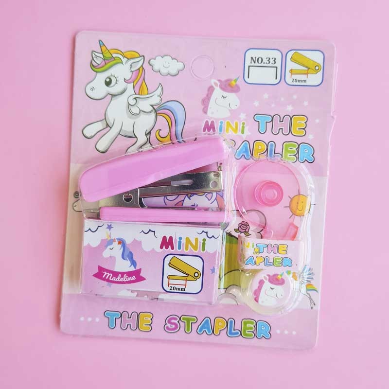 SET MINI GRAPADORA DE UNICORNIO ROSADA